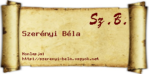Szerényi Béla névjegykártya